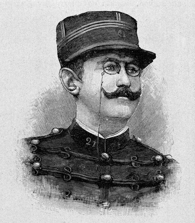 Portrait of Alfred Dreyfus (1859 - 1935) (engraving) av Italian School