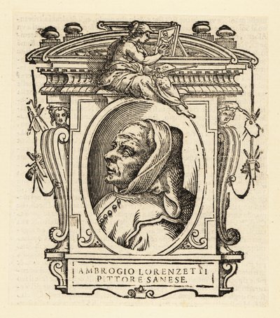 Portrett av Ambrogio Lorenzetti eller Ambruogio Laurati, italiensk maler av den Sienesiske skole, rundt 1290-1348 av Italian School
