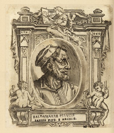 Portrett av Baldassare Tommaso Peruzzi, italiensk arkitekt og maler, født i nærheten av Siena av Italian School