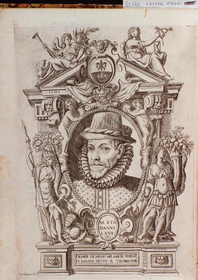 Portrett av Cesare Black kalt Il Trombone (1536-1604), en italiensk danser av Italian School