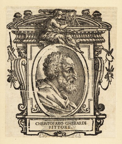 Portrett av Cristoforo Gherardi eller Cristoforo Gherardi, også kjent som il Doceno, italiensk maler fra senrenessansen eller manneristperioden, hovedsakelig aktiv i Firenze og Toscana av Italian School