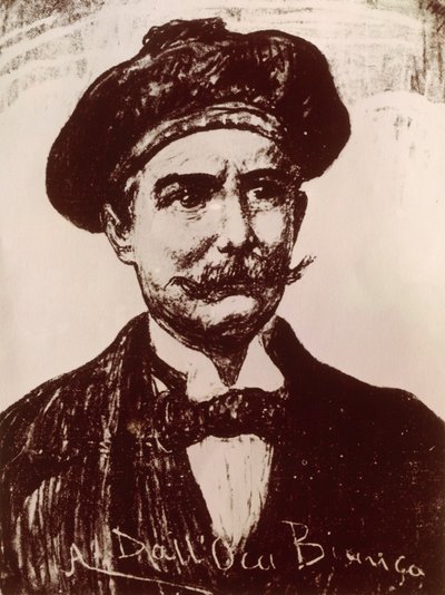 Portrett av Emilio Salgari (litho) av Italian School