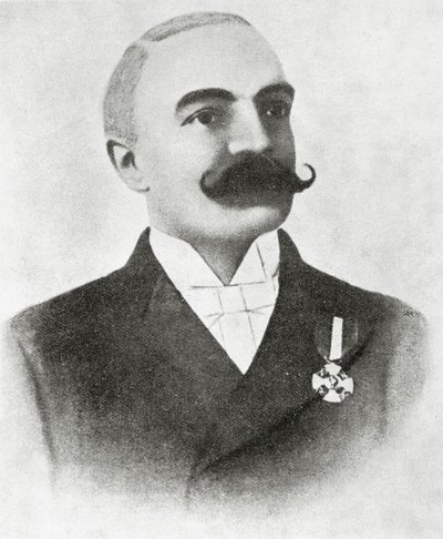 Portrett av Emilio Salgari (litho) av Italian School