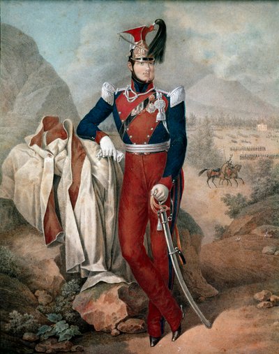 Portrett av Ferdinand II (Ferdinando Carlo) (1810-1859), konge av de to Siciliene (To Sicilier) Anonym akvarell. Museo Nazionale di San Martino Napoli fra 1800-tallet av Italian School