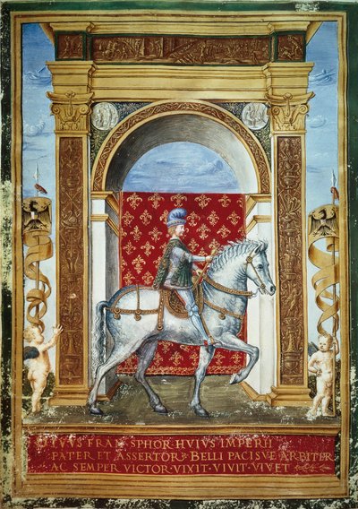 Portrett av Francesco Sforza på hesteryggen av Italian School