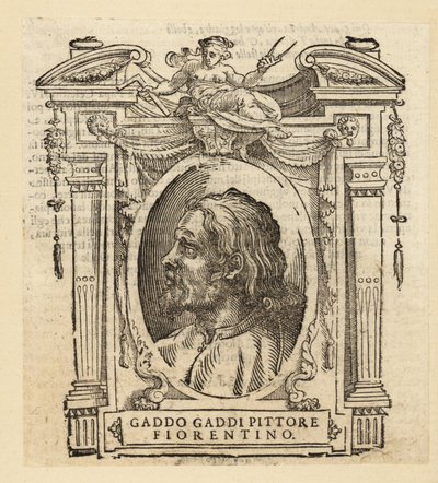 Portrett av Gaddo Gaddi, italiensk maler og mosaiker av Firenze i en gotisk kunststil, rundt 1239-cirka 1312 av Italian School