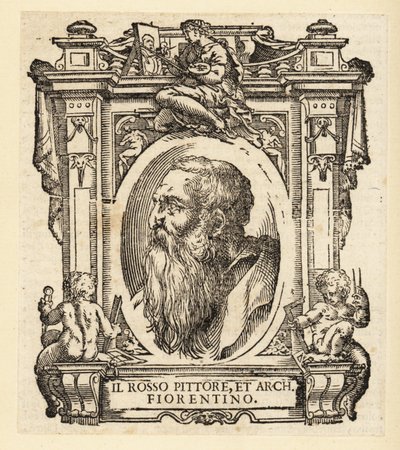 Portrett av Giovanni Battista di Jacopo, kjent som Rosso Fiorentino eller Il Rosso, italiensk arkitekt og manneristmaler i olje og freskomaleri fra den florentinske skolen av Italian School