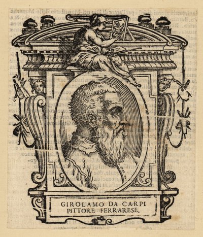 Portrett av Girolamo Da Carpi, italiensk maler og dekoratør som jobbet ved Court of House of Este i Ferrara av Italian School