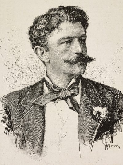 Portrett av Herbert von Bismarck (1849-1904), tysk politiker, gravering av Riera fra fotografi av Vianello Brothers, fra L'Illustration Italiana, nr. 44, 2. november av Italian School