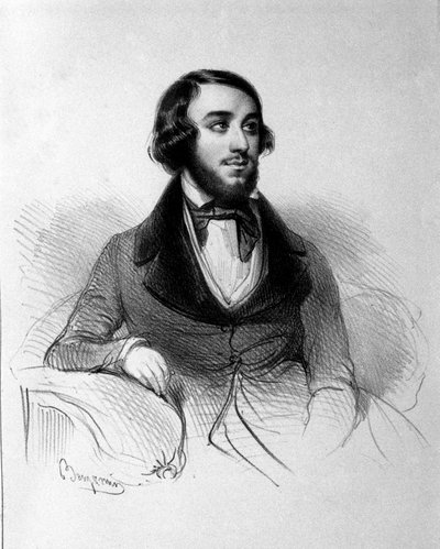 Portrett av den italienske tenoren Mario Candia (1810 - 1883). av Italian School