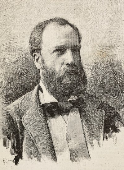 Portrett av Karl Hillebrand (1829-1884), tysk historiker, gravering av Riera fra fotografi av Schemboche, fra L'Illustration Italiana, nr. 46, 16. november av Italian School
