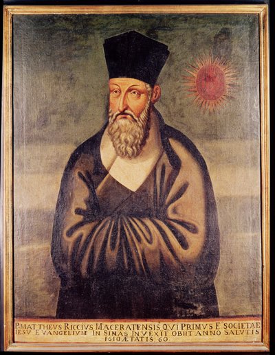 Portrett av Matteo Ricci (1552-1610) italiensk misjonær, grunnlegger av jesuittmisjonen i Kina (panel) av Italian School