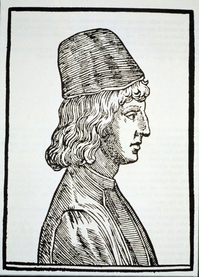 Portrett av Pico della Mirandola (1463-94), fra Delle Celeste Fisionomia av Giovanni Battista della Porta, Padua 1616, illustrert i History of Magic, utgitt sent på 1800-tallet av Italian School