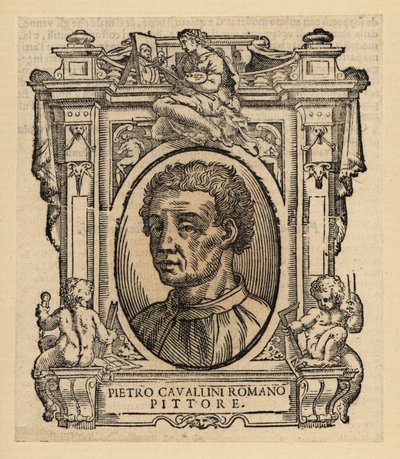 Portrett av Pietro Cavallini, italiensk maler og mosaikkdesigner fra senmiddelalderen av Italian School
