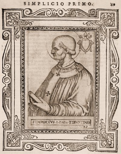 Portrett av pave Simplicius, ca. 1760 (gravering) av Italian School