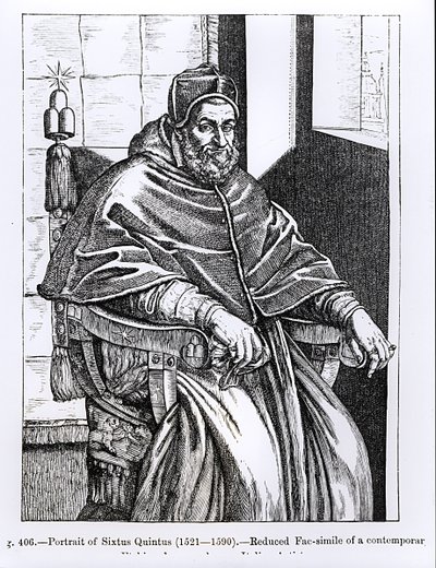 Portrett av pave Sixtus V (1520-90) illustrasjon fra 