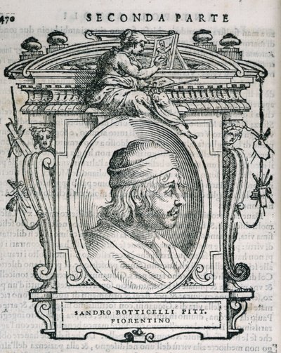 Portrett av Sandro Botticelli (14445-1510) fra Vasaris Lives of the Artists, først utgitt 1550 av Italian School