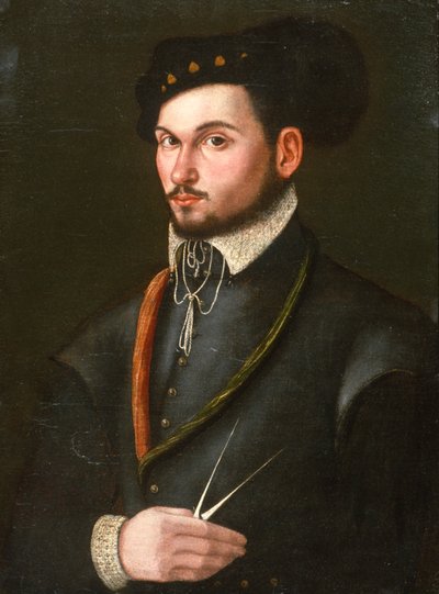 Portrett av en navigatør med skillelinjene for å stikke ut en kurs, ca. 1560 av Italian School