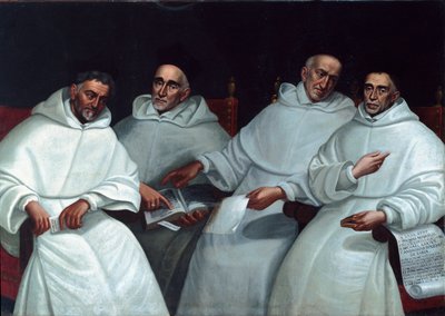 Portrett av inkvisitorene Michele Sasso, Tommaso Novaro, Vincenzo Regitudine, Ambrogio Roggeri Maleri av Bolognese-skolen. 17. århundre. Taggia, klosteret San Domenico av Italian School