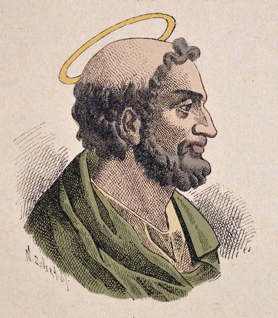 Portrett av Saint Pierre (1er siecle), første pave og biskop av Roma. av Italian School
