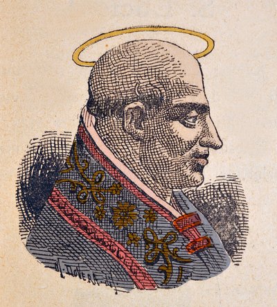 Portrett av paven Fabien (Fabian eller Fabiano eller Fabianus) (236-250) av Italian School