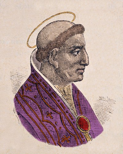 Portrett av paven Gregoire III (Gregorio eller Gregorius) (731-741) av Italian School