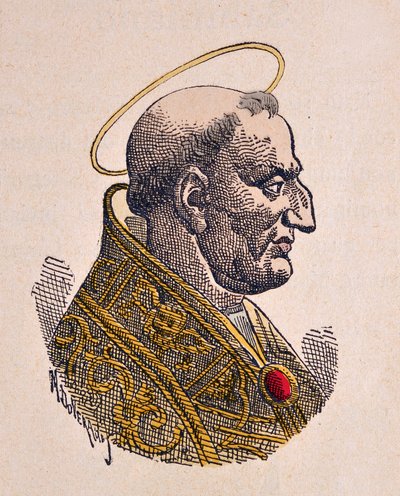 Portrett av paven Gregoire Ier le Grand (Gregory den store eller Gregorio Magno eller Gregorius Magnus) (590-604) av Italian School