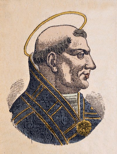 Portrett av pave Johannes II (Giovanni eller Ioannes) (533-535) av Italian School