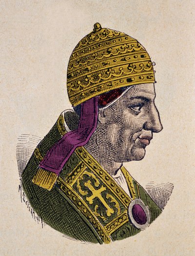 Portrett av paven Nicolas Ier le Grand (Nicola I, Nicholas eller Nicolo eller Niccolo eller Nicolaus) (858-867) av Italian School