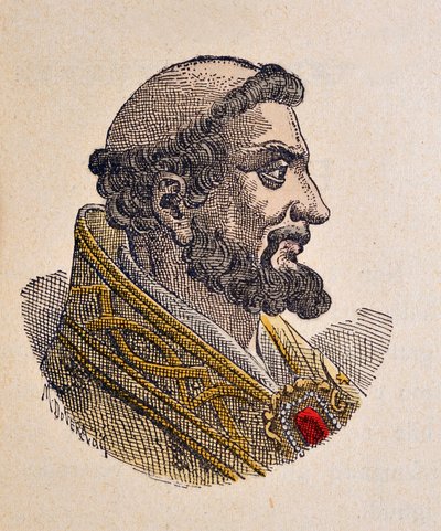 Portrett av paven Pelage Ier (pelagius eller Pelagio) (556-561) av Italian School