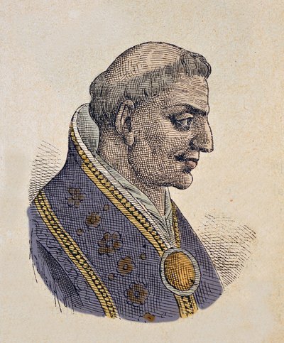 Portrett av pave Sisinnius (708) av Italian School