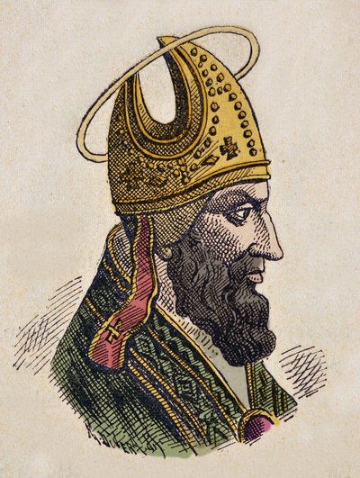 Portrett av paven Sylvestre Ier (Silvestre eller Sylvester eller Silvestro) (314-335) av Italian School