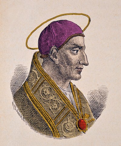 Portrett av paven Vitalien (Vitalianus eller Vitaliano) (657-672) av Italian School