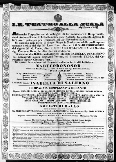 Plakat for IR Teatro alla Scala, 'Nabucco' av Giuseppe Verdi av Italian School