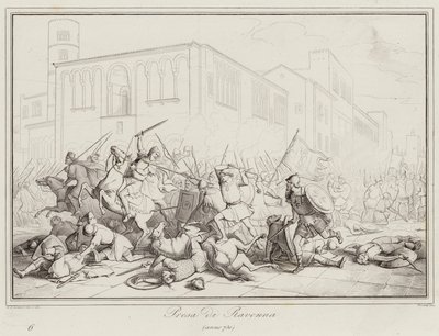 Taking of Ravenna, 730 (gravering) av Italian School