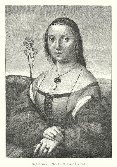 Raphael Sanzio, Maddalena Doni, Galerie Pitti (gravering) av Italian School