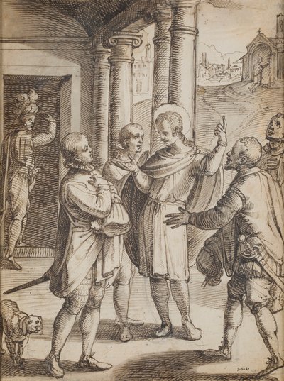 Religiøse scener (penn og blekk på papir) av Italian School