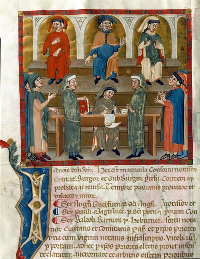 Representation of a Notar Studies Office Side hentet fra Matricola del Consorzio dei Notai di Perugia (ms. 972) (Register of the Order of Notaries) 1343-1354 Perugia, Biblioteca Comunale Augusta av Italian School