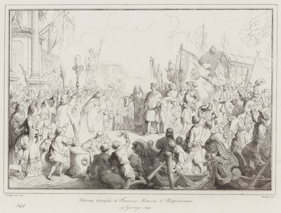 Triumferende retur av Francesco Morosini fra Peloponnes av Italian School