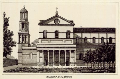 Roma: Basilica Di S Paolo (litho) av Italian School