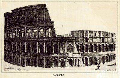 Roma: Colosseum (litho) av Italian School