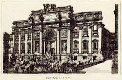 Roma: Trevifontenen (litho) av Italian School