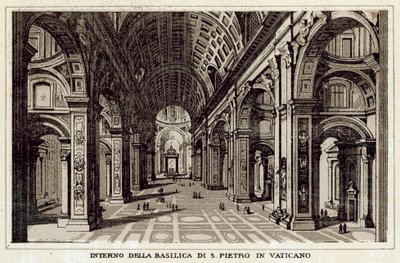 Roma: Interiør av Peterskirken i Vatikanet (litho) av Italian School