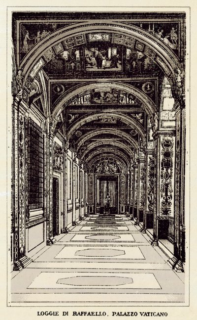 Roma: Loggie Di Raffaello, Vatikanpalasset (litho) av Italian School