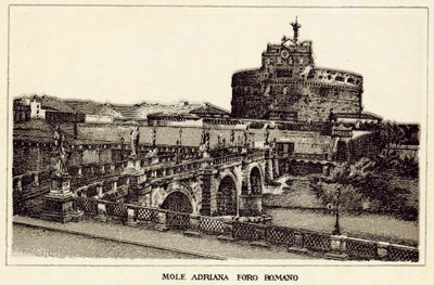 Roma: Mole Adriana Forum Romanum (litho) av Italian School