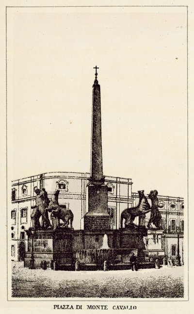 Roma: Monte Cavallo-plassen (litho) av Italian School