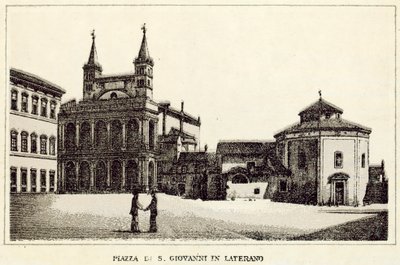 Roma: Piazza Di S Giovanni Laterano (litho) av Italian School