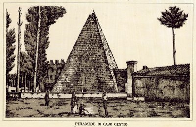 Roma: Pyramiden til Cajo Cestio (litho) av Italian School