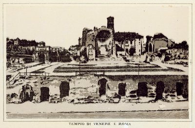 Roma: Venus- og Roma-tempelet (litho) av Italian School