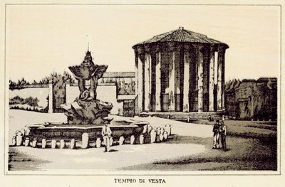 Roma: Vesta-tempelet (litho) av Italian School